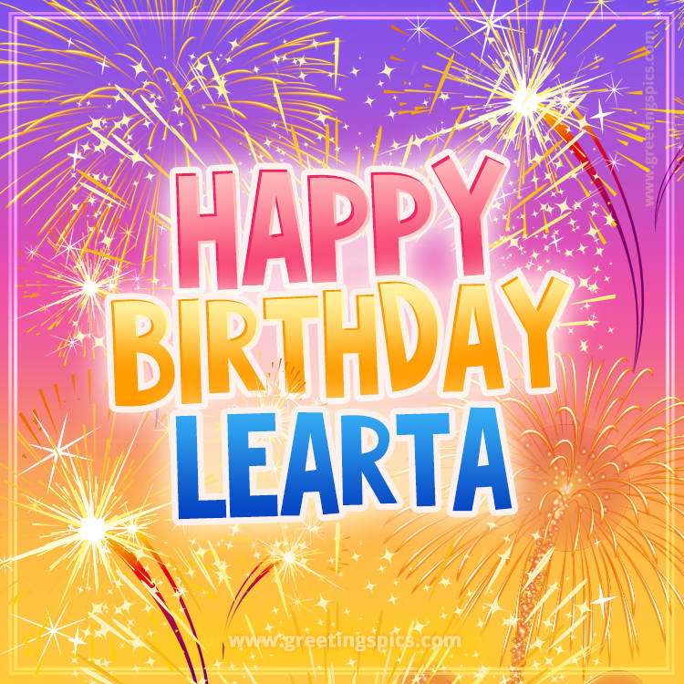 Happy Birthday Learta Picture with fireworks (square shape image)