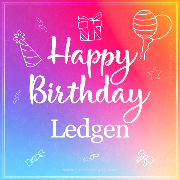 Colorful Happy Birthday Card For Ledgen (square shape image)