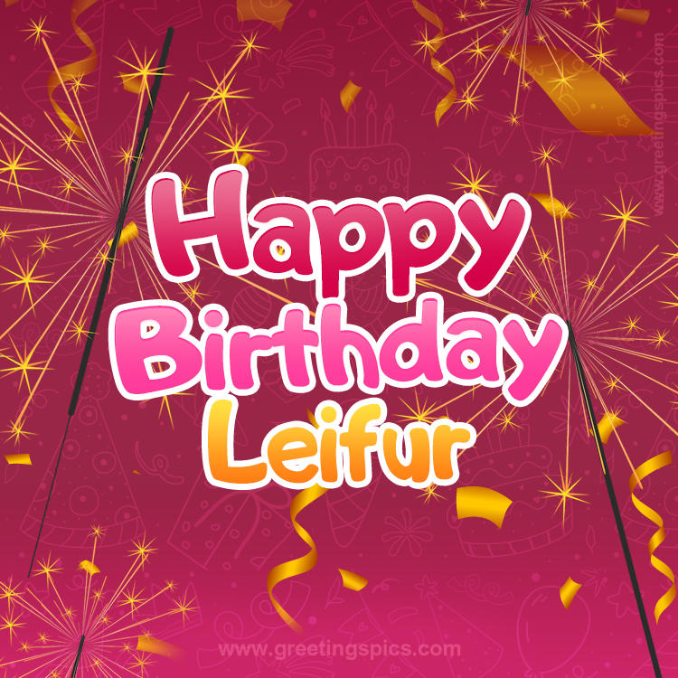 Happy Birthday Leifur Image with sparklers (square shape image)