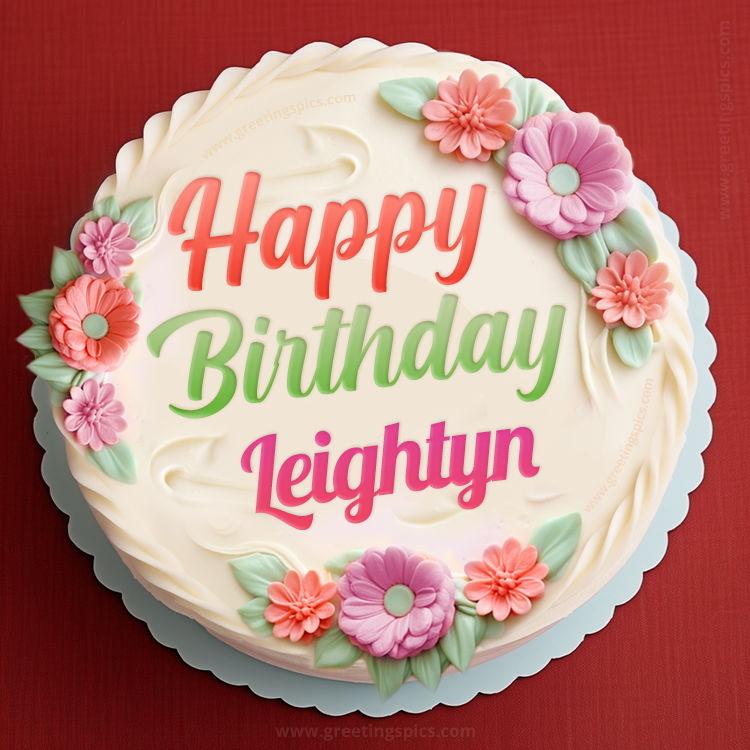 Happy Birthday Leightyn Cake Image With Name (square shape image)