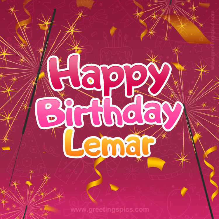 Happy Birthday Lemar Image with sparklers (square shape image)