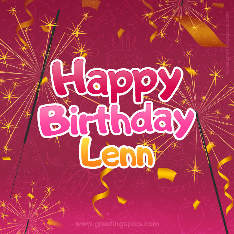 Happy Birthday Lenn Image with sparklers (square shape image)