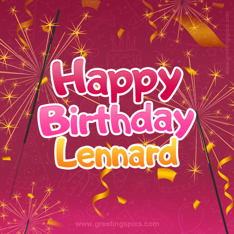 Happy Birthday Lennard Image with sparklers (square shape image)