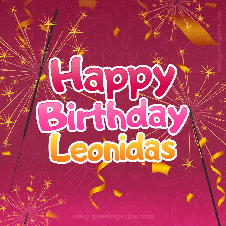 Happy Birthday Leonidas Image with sparklers (square shape image)