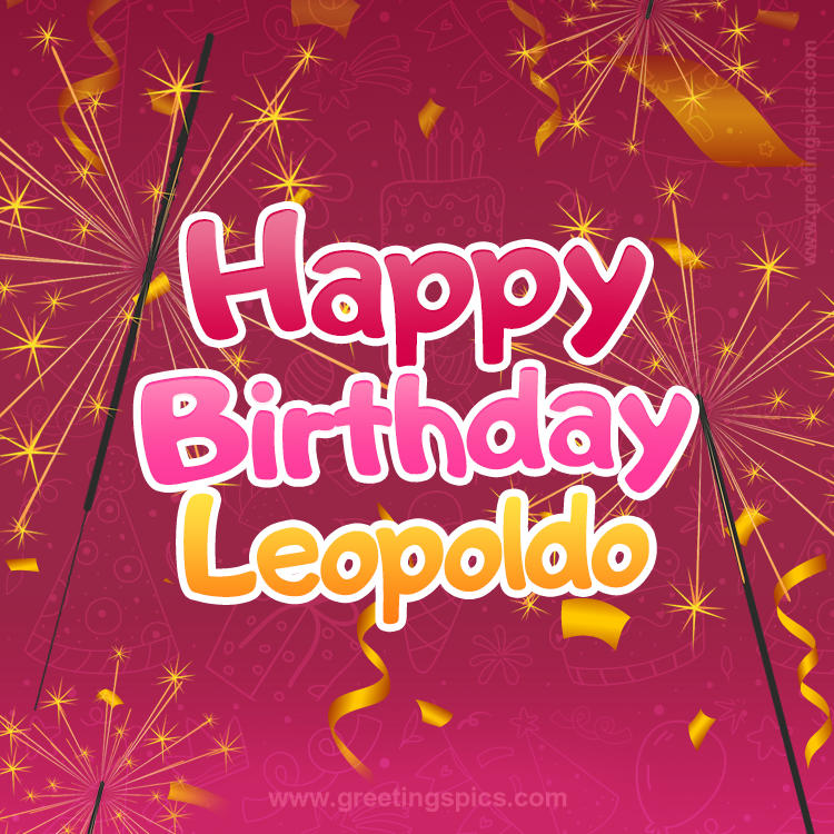 Happy Birthday Leopoldo Image with sparklers (square shape image)