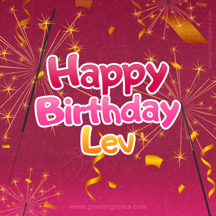 Happy Birthday Lev Image with sparklers (square shape image)