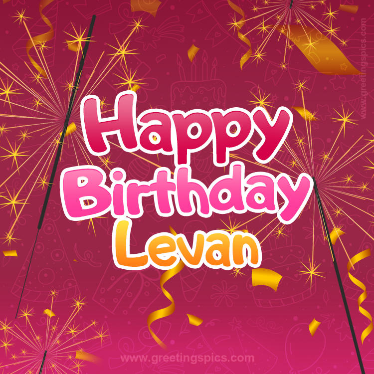 Happy Birthday Levan Image with sparklers (square shape image)