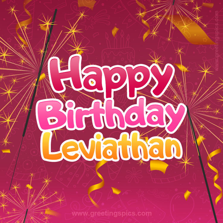 Happy Birthday Leviathan Image with sparklers (square shape image)