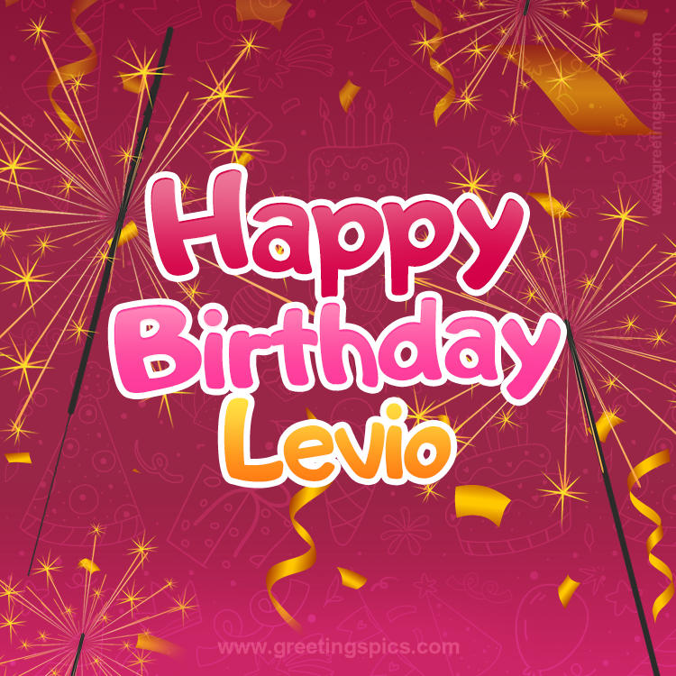 Happy Birthday Levio Image with sparklers (square shape image)