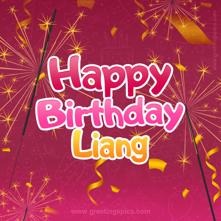 Happy Birthday Liang Image with sparklers (square shape image)