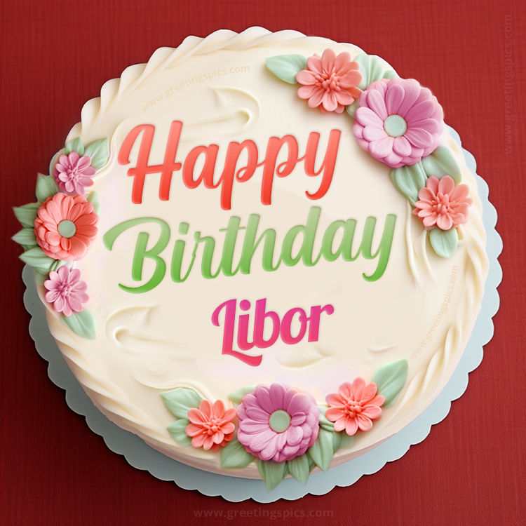 Happy Birthday Libor Cake Image With Name (square shape image)