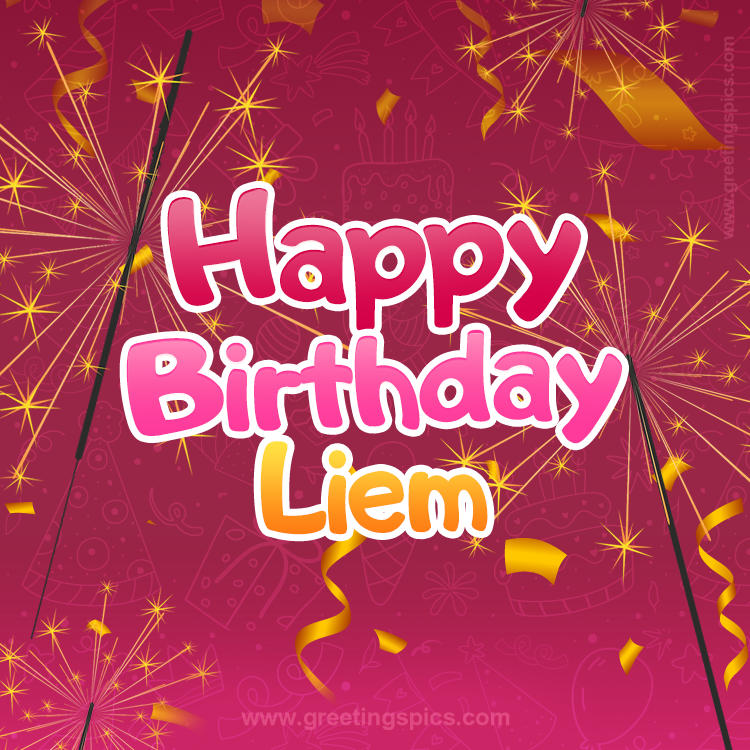 Happy Birthday Liem Image with sparklers (square shape image)