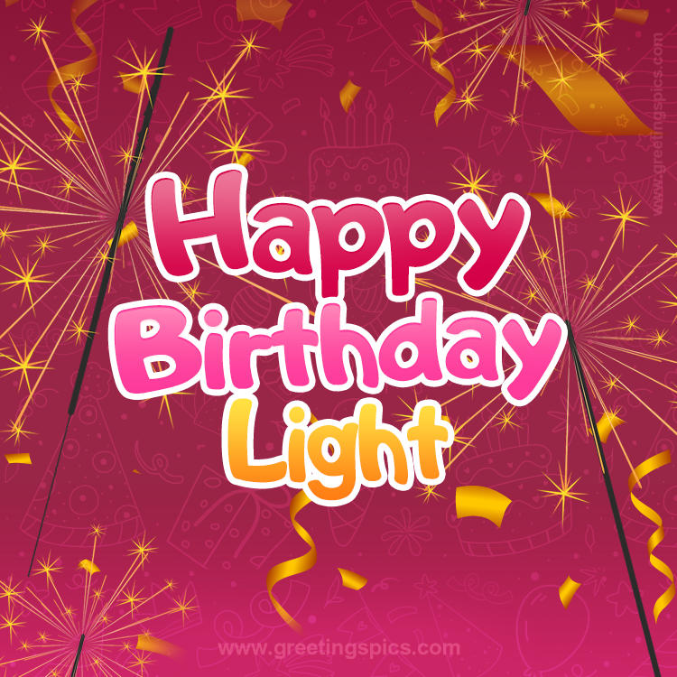 Happy Birthday Light Image with sparklers (square shape image)