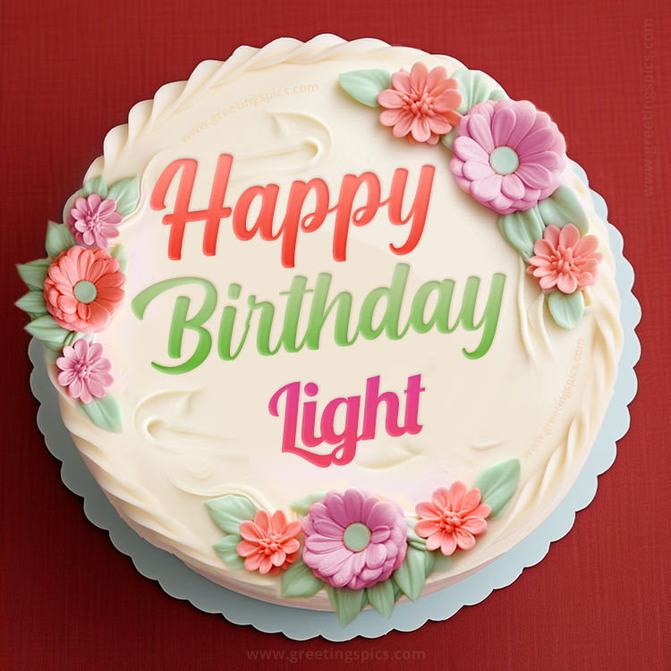 Happy Birthday Light Cake Image With Name (square shape image)