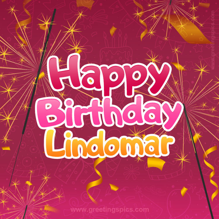 Happy Birthday Lindomar Image with sparklers (square shape image)