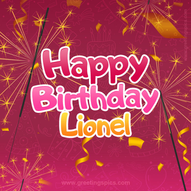 Happy Birthday Lionel Image with sparklers (square shape image)