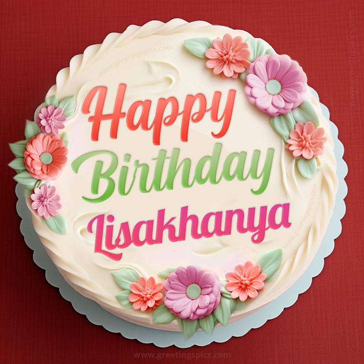 Happy Birthday Lisakhanya Cake Image With Name (square shape image)