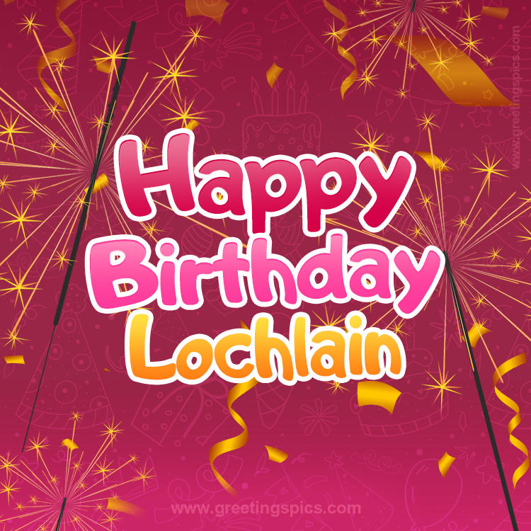 Happy Birthday Lochlain Image with sparklers (square shape image)