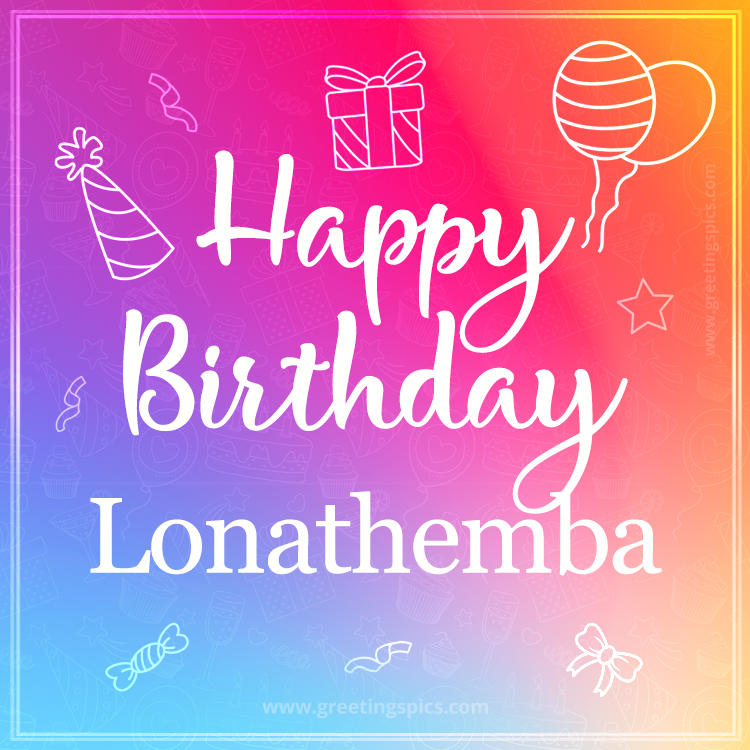 Colorful Happy Birthday Card For Lonathemba (square shape image)