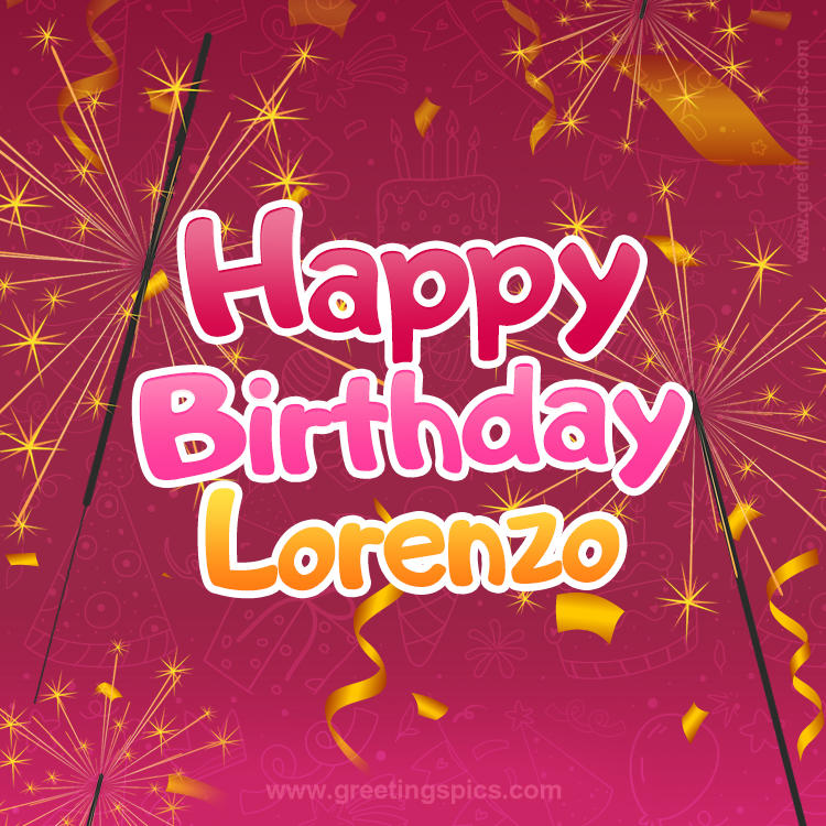 Happy Birthday Lorenzo Image with sparklers (square shape image)