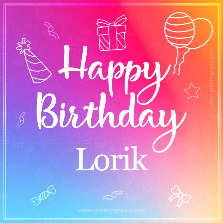 Colorful Happy Birthday Card For Lorik (square shape image)