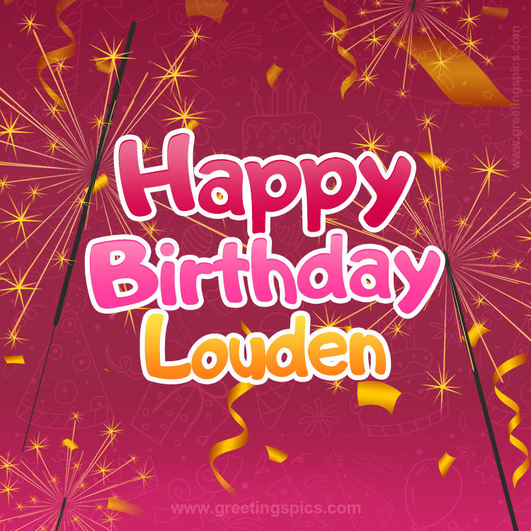 Happy Birthday Louden Image with sparklers (square shape image)