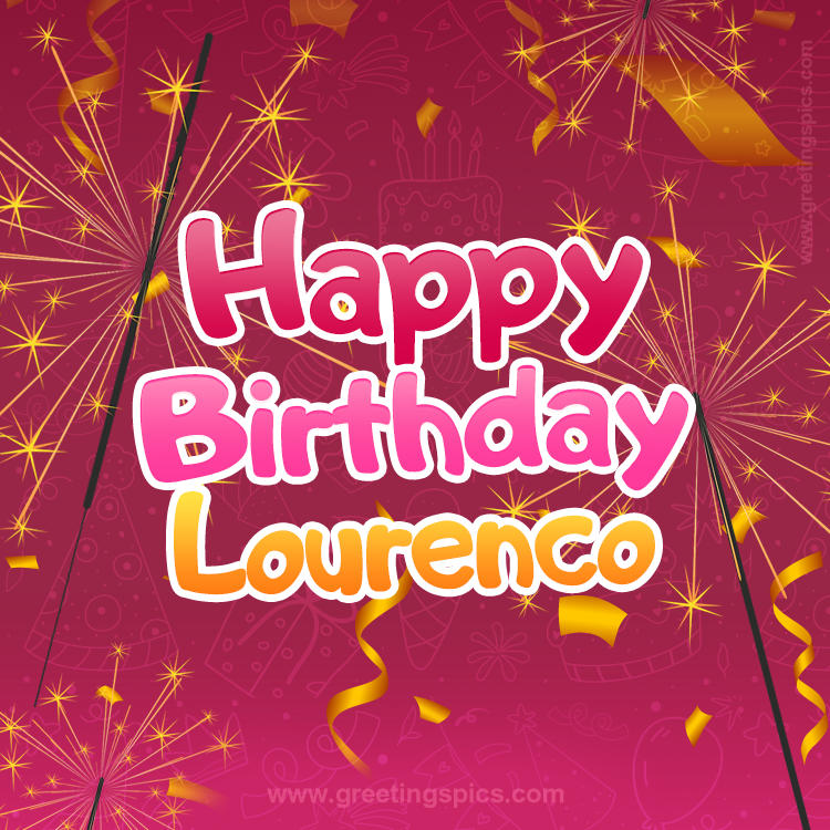 Happy Birthday Lourenco Image with sparklers (square shape image)