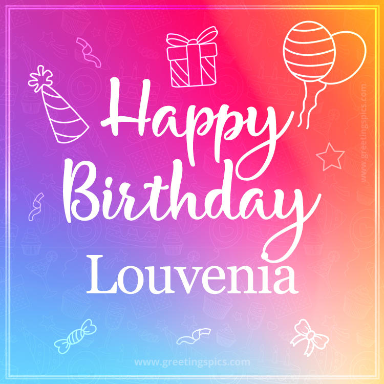 Colorful Happy Birthday Card For Louvenia (square shape image)