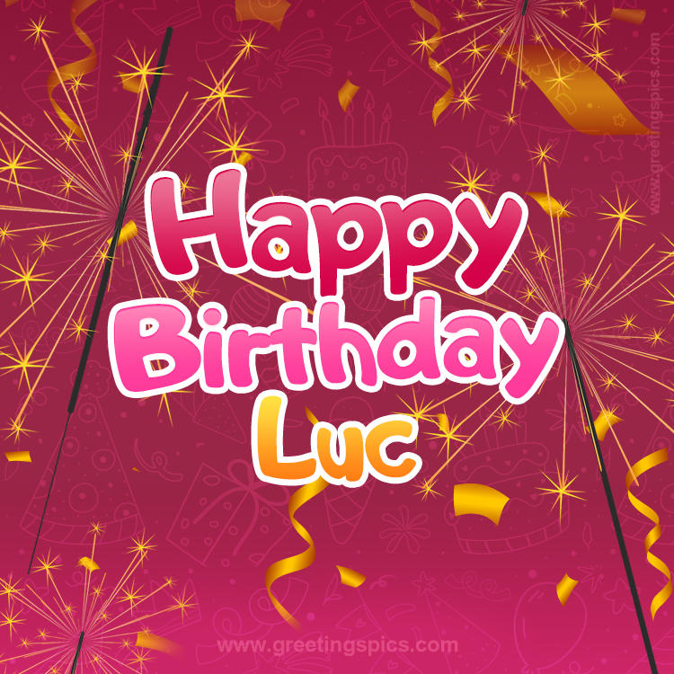 Happy Birthday Luc Image with sparklers (square shape image)