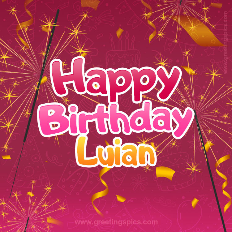 Happy Birthday Luian Image with sparklers (square shape image)