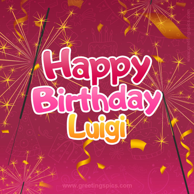 Happy Birthday Luigi Image with sparklers (square shape image)