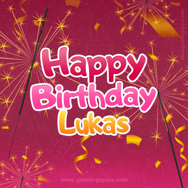 Happy Birthday Lukas Image with sparklers (square shape image)