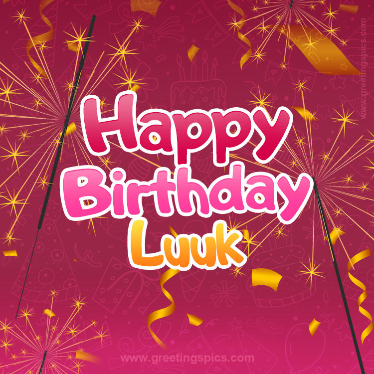 Happy Birthday Luuk Image with sparklers (square shape image)