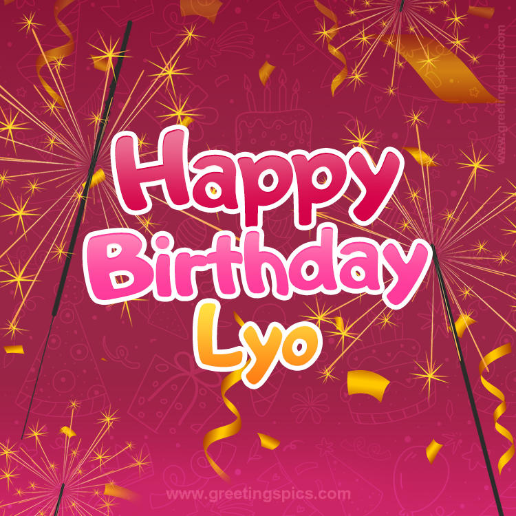 Happy Birthday Lyo Image with sparklers (square shape image)