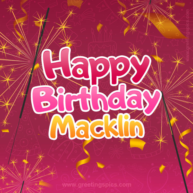 Happy Birthday Macklin Image with sparklers (square shape image)