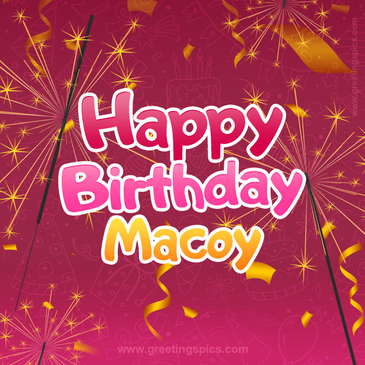 Happy Birthday Macoy Image with sparklers (square shape image)