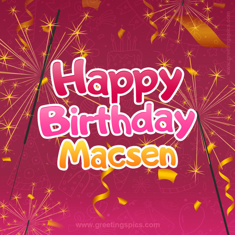 Happy Birthday Macsen Image with sparklers (square shape image)