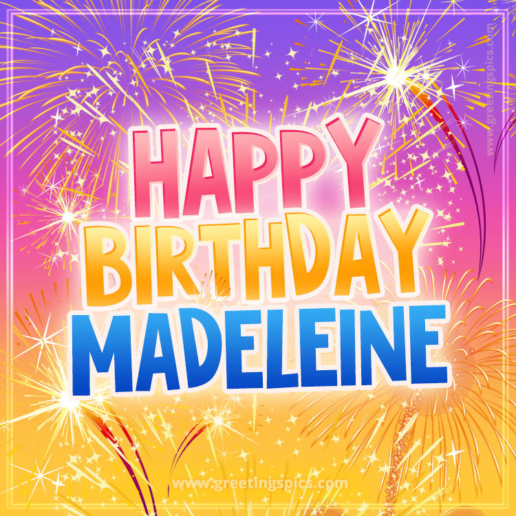 Happy Birthday Madeleine Picture with fireworks (square shape image)