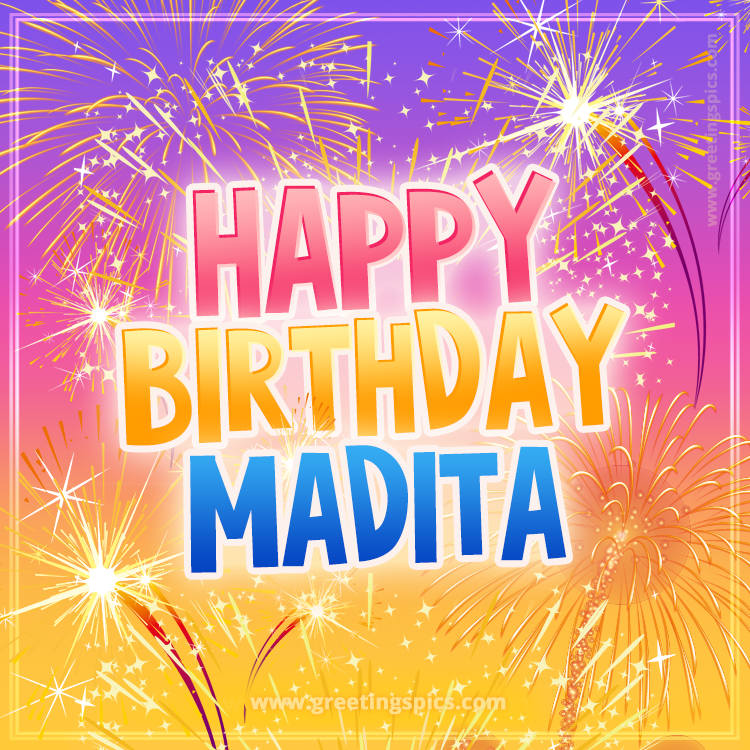 Happy Birthday Madita Picture with fireworks (square shape image)