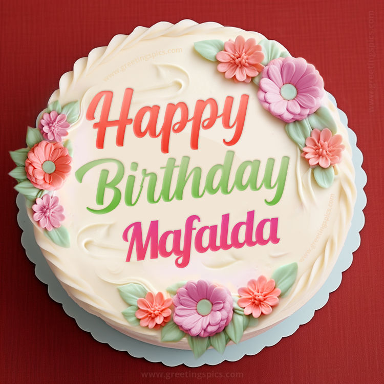 Happy Birthday Mafalda Cake Image With Name (square shape image)