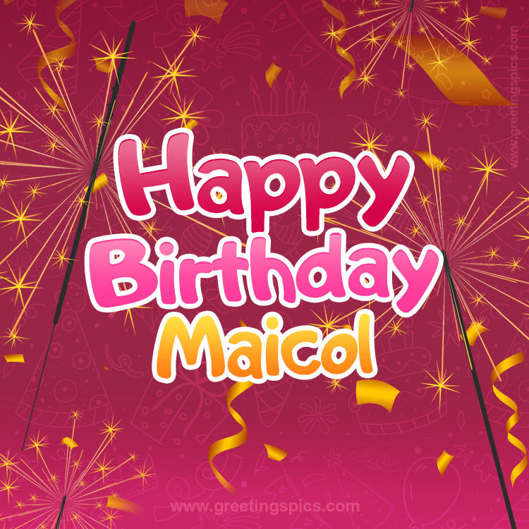 Happy Birthday Maicol Image with sparklers (square shape image)