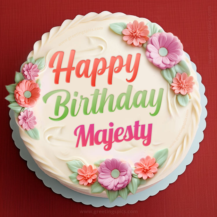 Happy Birthday Majesty Cake Image With Name (square shape image)