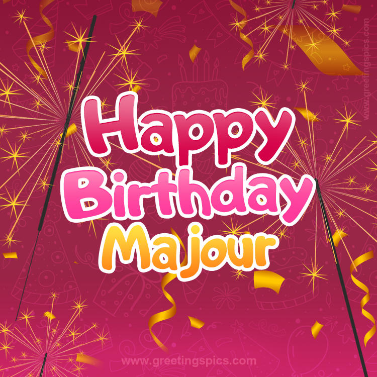 Happy Birthday Majour Image with sparklers (square shape image)