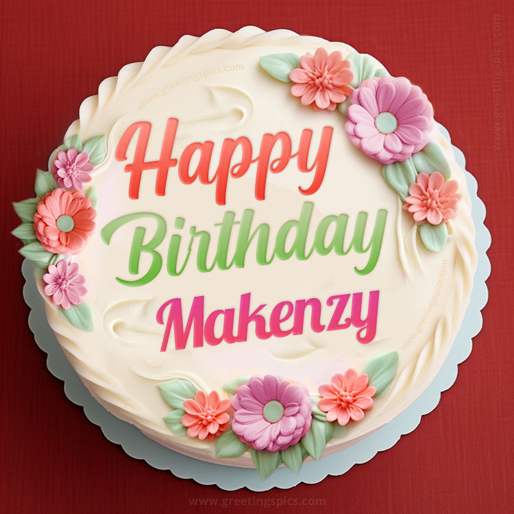 Happy Birthday Makenzy Cake Image With Name (square shape image)