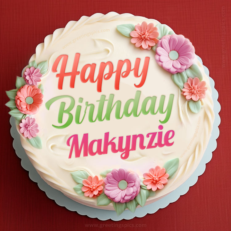 Happy Birthday Makynzie Cake Image With Name (square shape image)