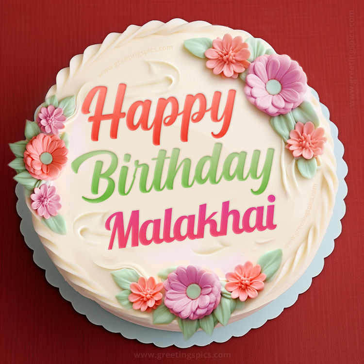 Happy Birthday Malakhai Cake Image With Name (square shape image)