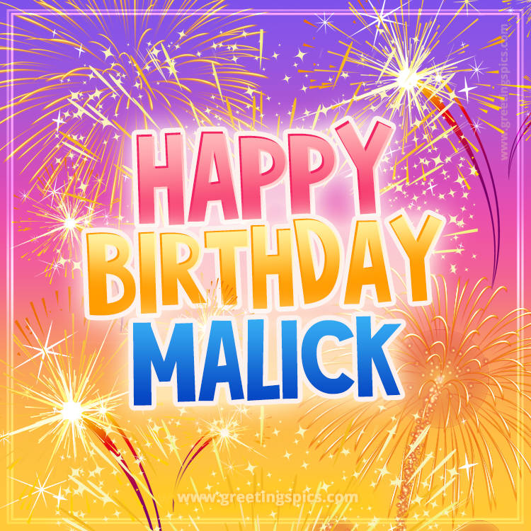 Happy Birthday Malick Picture with fireworks (square shape image)