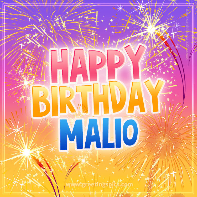 Happy Birthday Malio Picture with fireworks (square shape image)