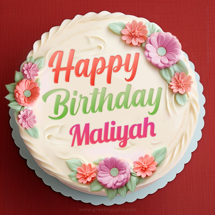 Happy Birthday Maliyah Cake Image With Name (square shape image)