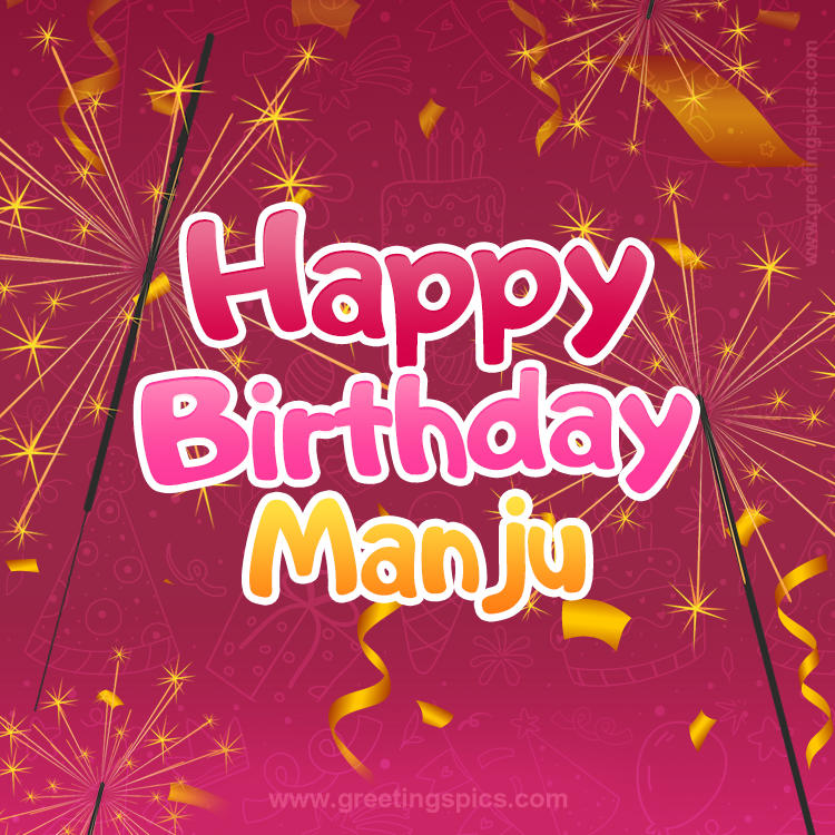 Happy Birthday Manju Image with sparklers (square shape image)